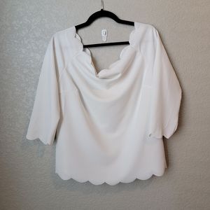 NWOT White 3/4 Sleeve Shoulderless Blouse